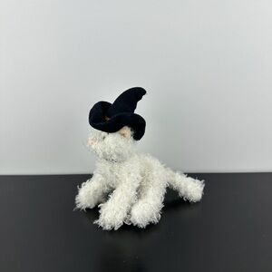 Ganz Rare Soft Spot Halloween Kitty Cat with Witch Hat 5” White Plush Soft Spots
